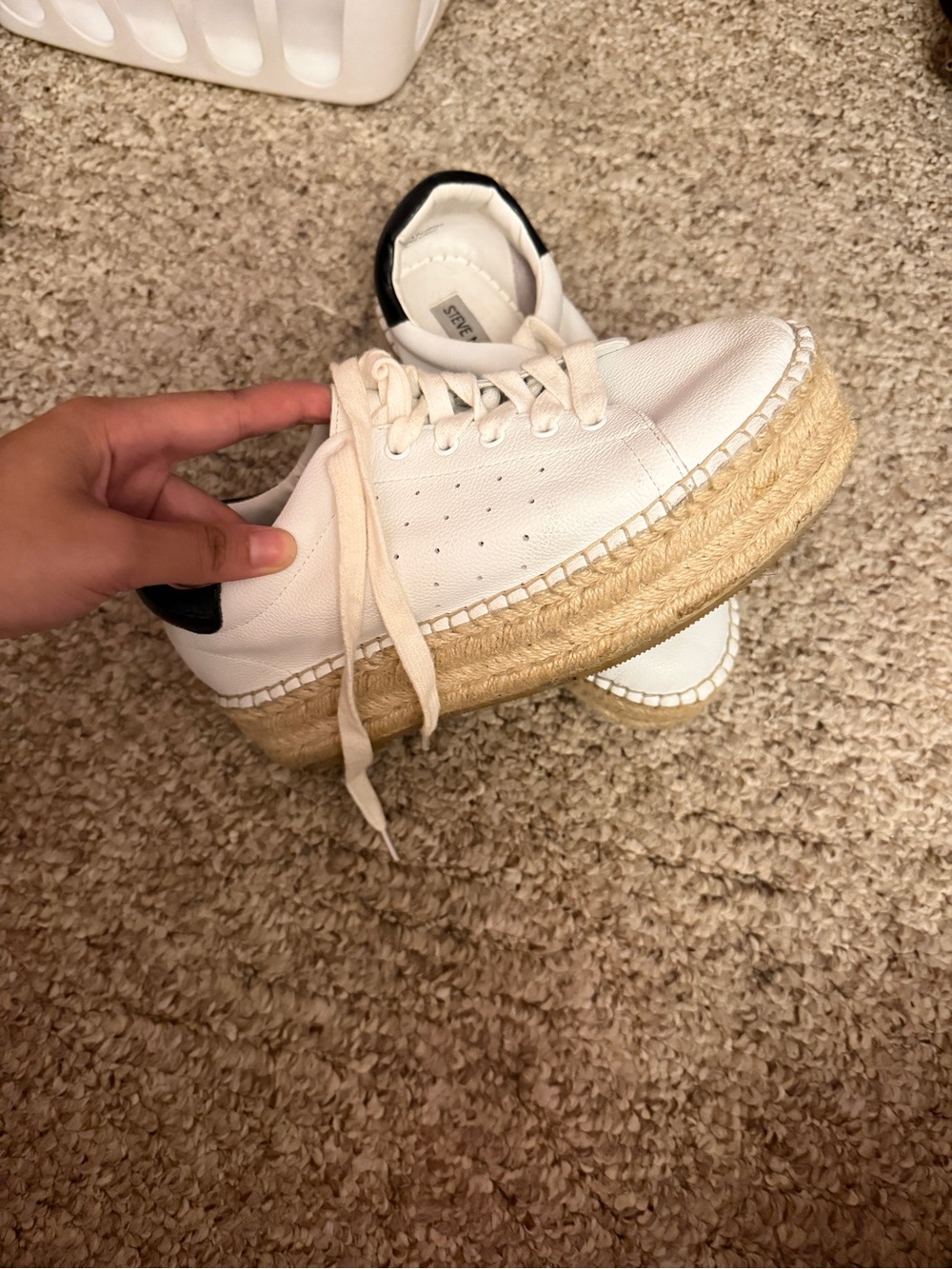 Steve Madden White Platform Espadrille Sneaker with Black Heel